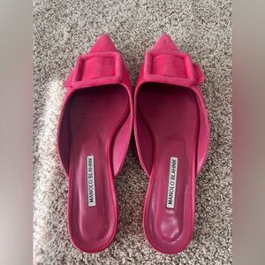 Manolo Blahnik Red Maysale Slides